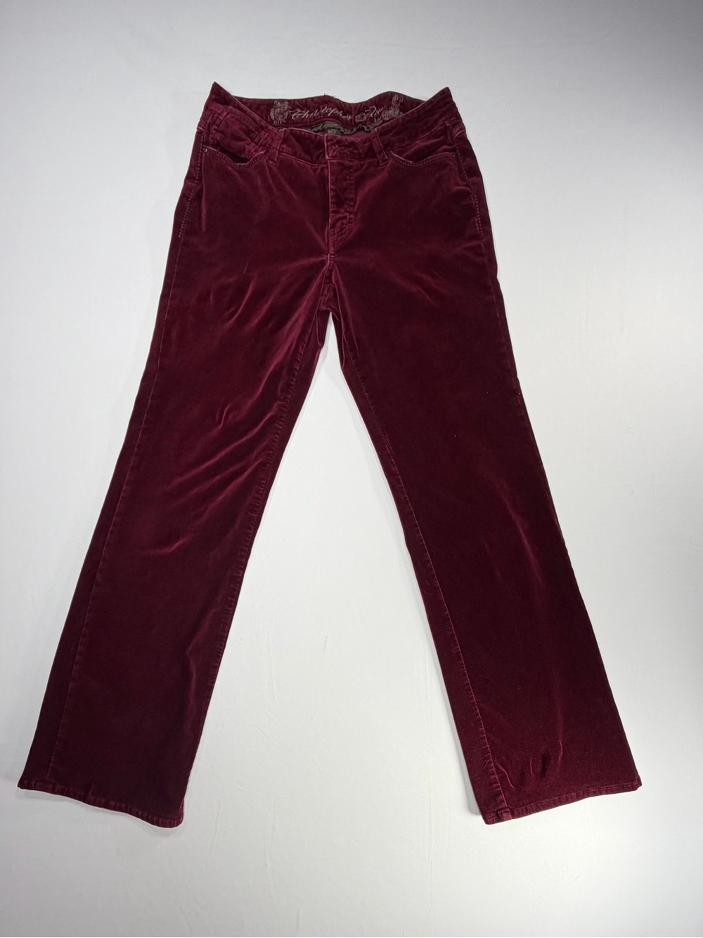 Christopher Blue Velvet Pants Burgundy Bootcut Womens 8 Y2K Boho Retro